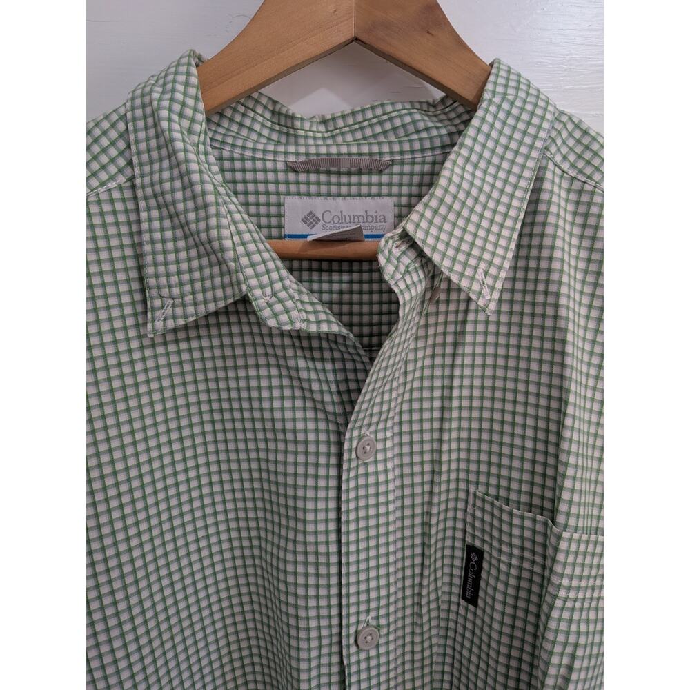 Columbia Rapid Rivers Men's XL Long Sleeve Button Down Shirt Green Plaid Cotton
